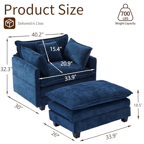 40" Chenille Lounge Chair with Ottoman (Beige, 1-Seat) Z869