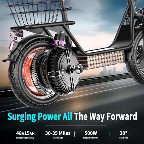 500W Motor 25mph Speed 30Miles Range Electric Scooter with Seat A7515