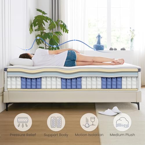 14 Inch Queen Size Gel Memory Foam Mattress with Individually Pocketed Springs L58969