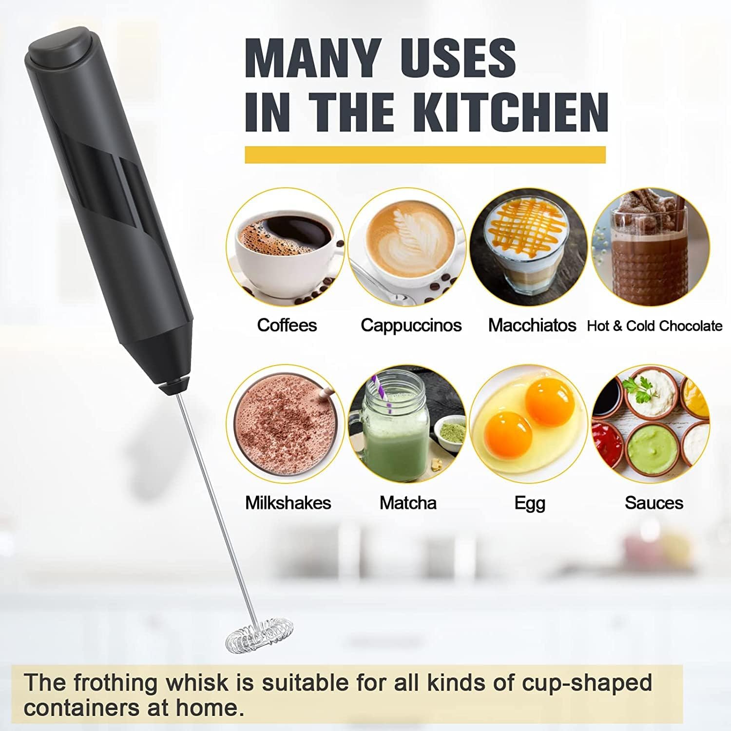Black Electric Handheld Milk Frother M16158