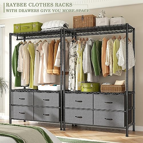 Black Heavy Duty Metal Clothes Rack with 4 Drawers A619