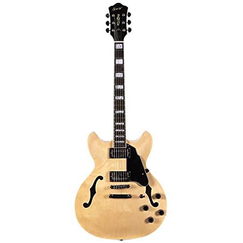 Full Scale Semi-Hollow Body Electric Guitar Stainless Steel Frets Red F219