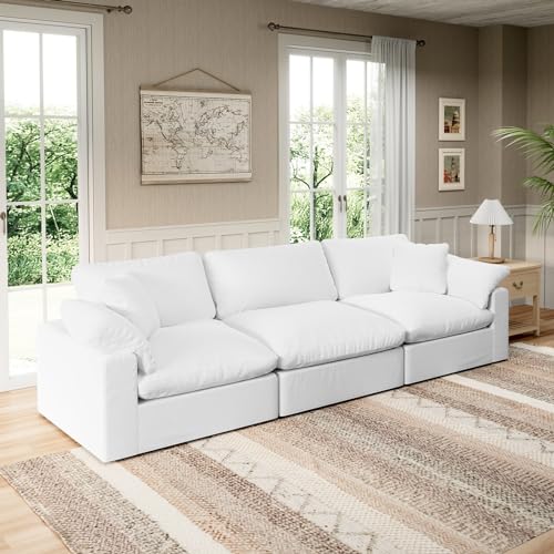 White Linen Oversized Modular Sectional Sofa N65068