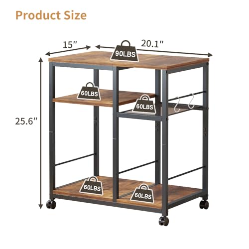 4-Tier Rolling Kitchen Cart with Lockable Wheels H5665