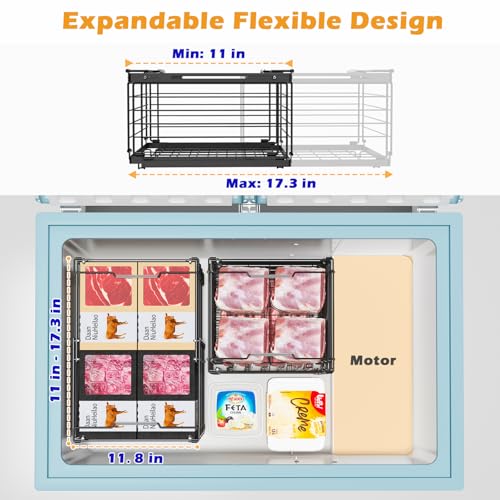 2 Pack Expandable Metal Freezer Organizer Bins with Handle E98535