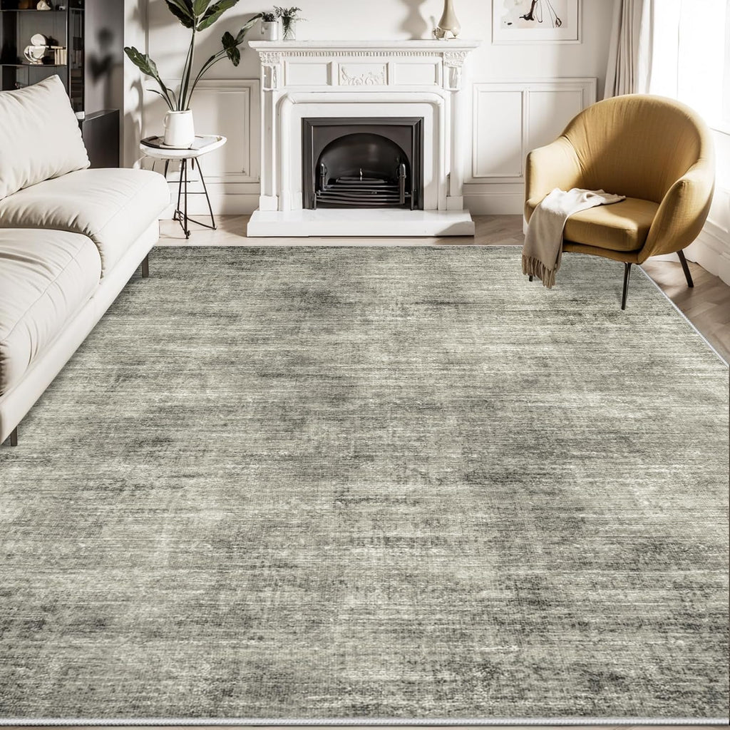8x10 Washable Non-Slip Abstract Area Rug (Grey) Y32878