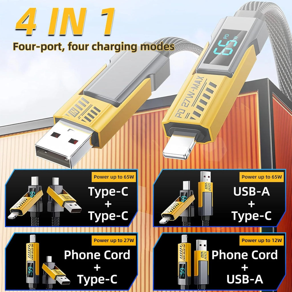 4-in-1 6.6FT fast charging cable with LED display U119