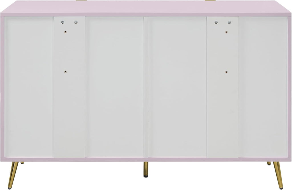 6-Drawer Pink Wood Metal Dresser C784