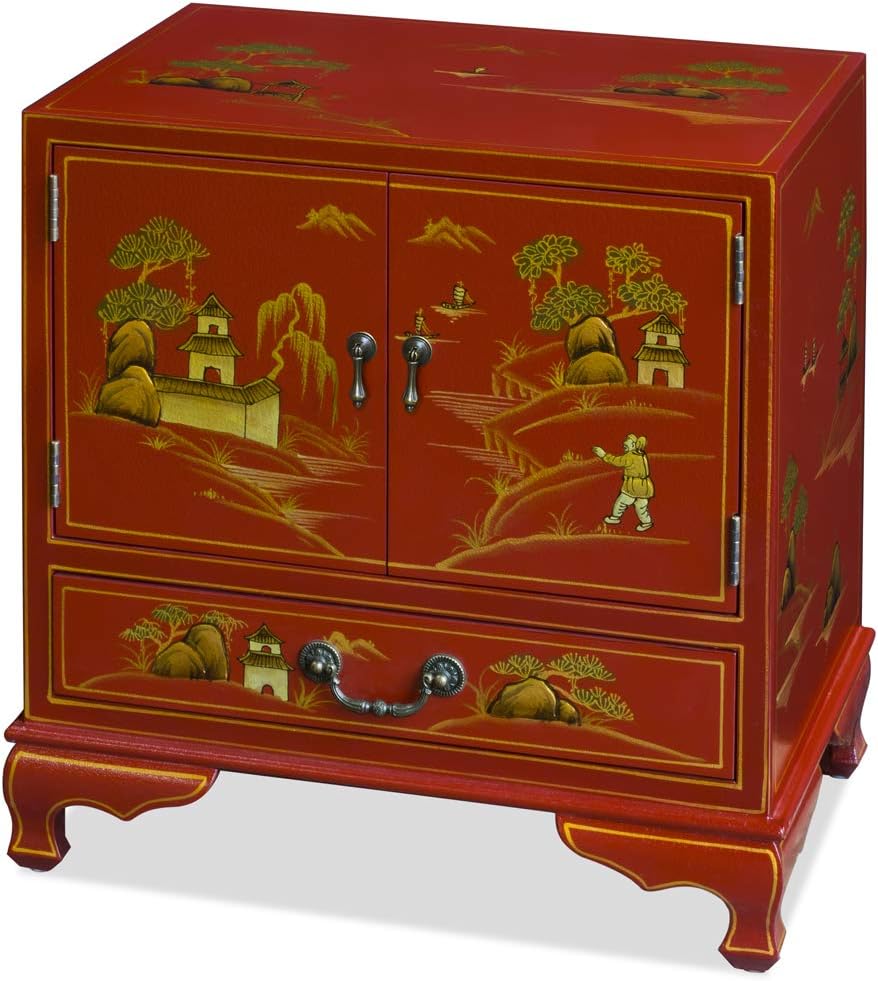 Red Lacquer Wooden Chinese Cabinet O815