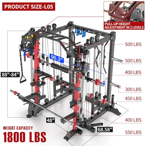Power Cage Smith Machine Power Rack Squat Rack Cable Crossover System Z358743