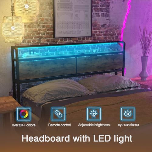 Queen Size LED Headboard with Storage and USB R694