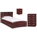 3-Piece Set with Twin Bed Dresser with Lock and Nightstand in Black O974