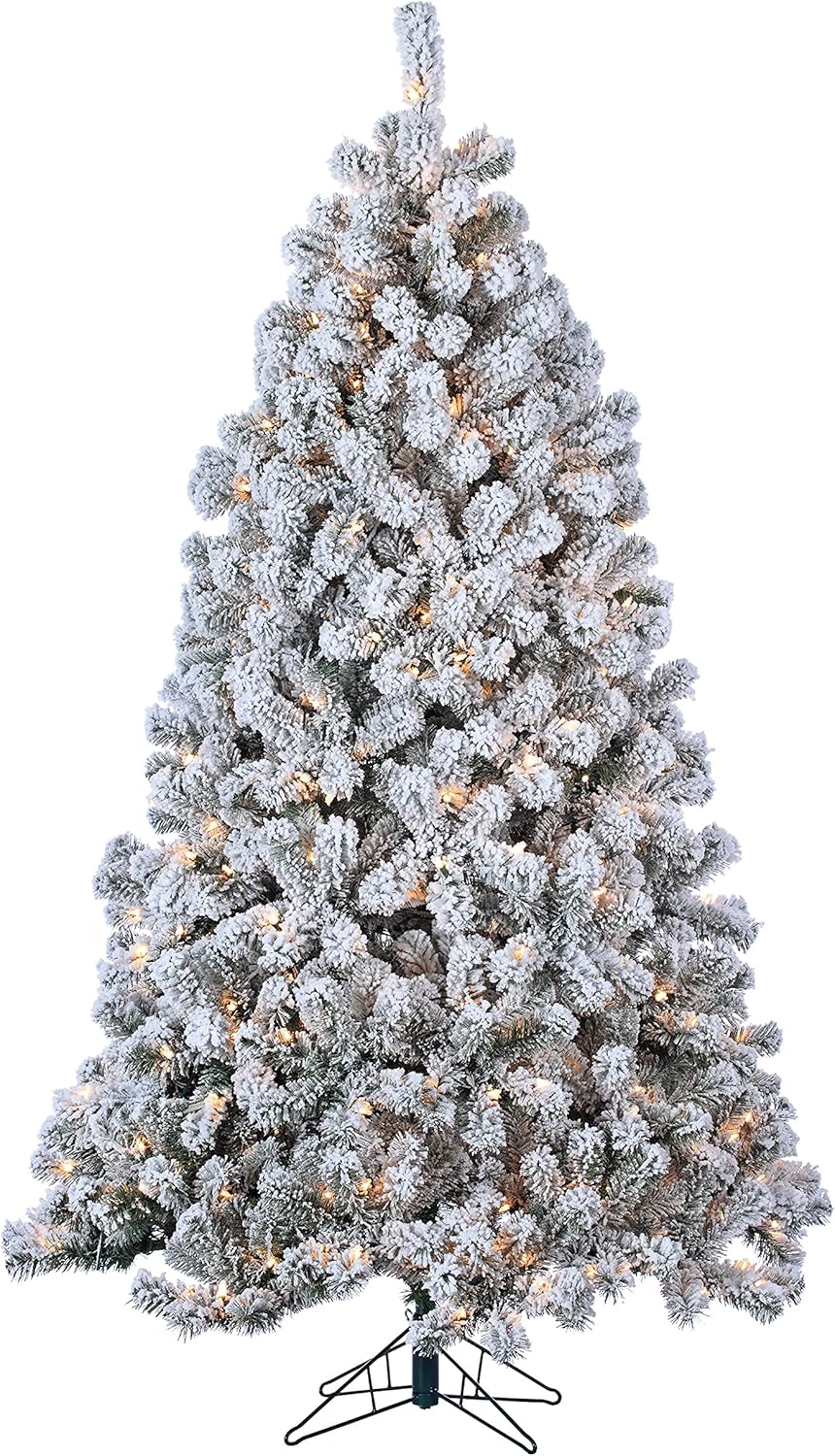 7 ft Pre Lit Clear Flocked Pine T164852