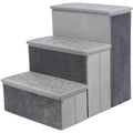 Velour Foldable 3-Step Pet Stairs with Storage G7484