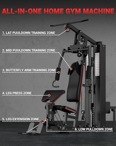 150LBS Weight Stack Multifunctional Home Gym Machine D355