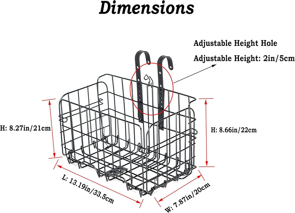 Black Steel Folding Front Bicycle Basket F112443