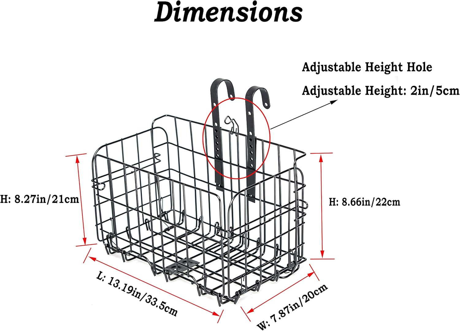 Black Steel Folding Front Bicycle Basket F112443