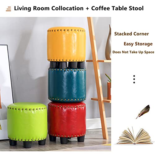 Gray Round Rivet Footrest Pu Ottoman Q9916