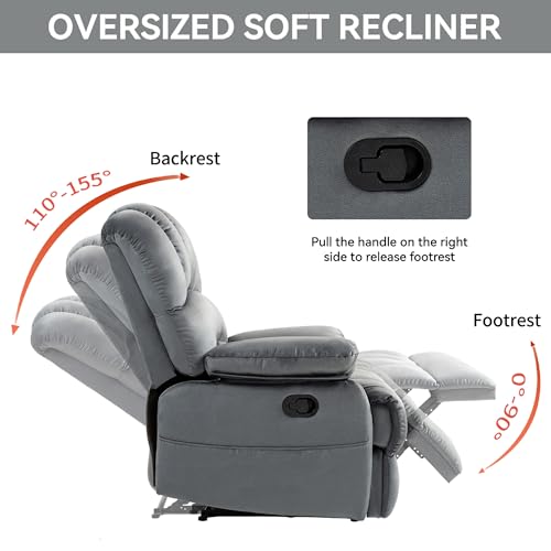 Oversized Fabric Recliner Chair with Footrest (Yellow) S182