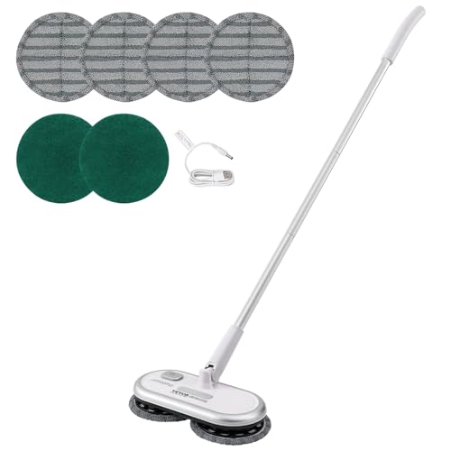 Cordless Electric Spin Mop with Dual Spinning Mop Heads, 4 Microfiber Pads & 2 Floor Scrubber Pads O97540