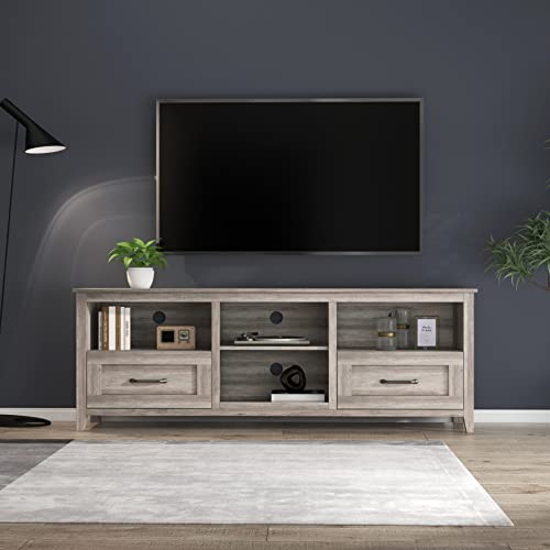 70" Wood TV Stand with 2 Drawers and 4 Storage Compartments U324