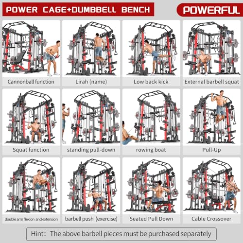 Power Cage Smith Machine Power Rack Squat Rack Cable Crossover System Z358743