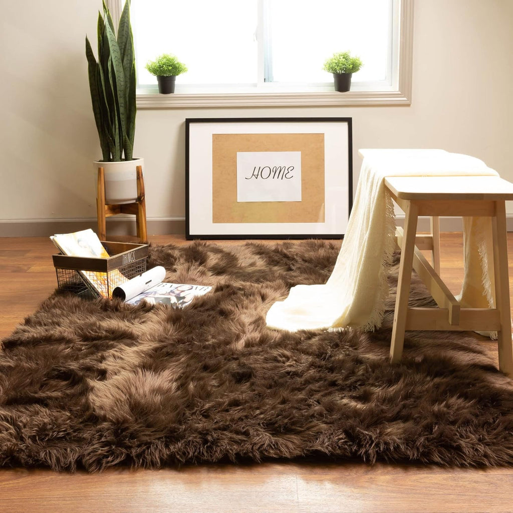 Dark Brown 5 x 7 Feet Faux Sheepskin Rug H6184