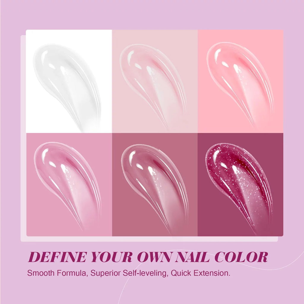 6 Colors Poly Extension Gel Nail Kit with Nail Lamp N139