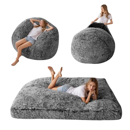 Giant Bean Bag Chair Bed, High-Density Foam Filling, Machine Washable W43765