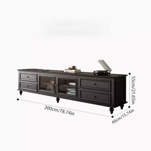 Black Solid Wood TV Stand (200X40X55CM) X3146