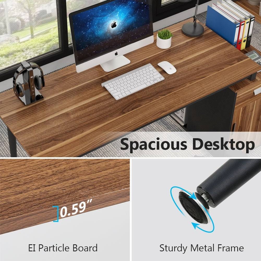 55 inch Computer Desk with Drawers and Storage Cabinet N607