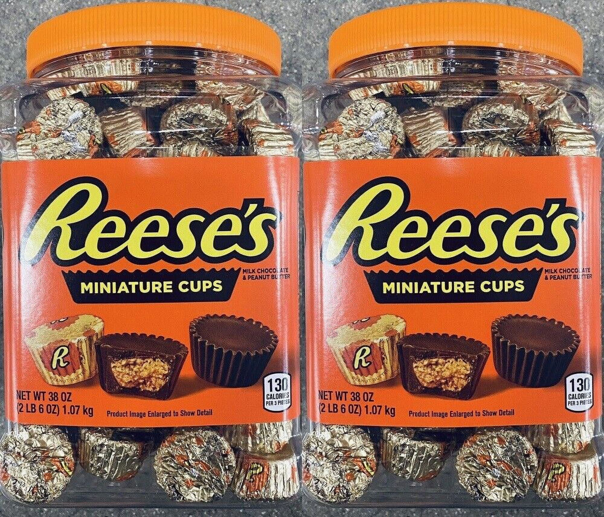 2 Packs Reese's Miniatures Milk Chocolate Peanut Butter Cups 38 Oz Each Tub H200990