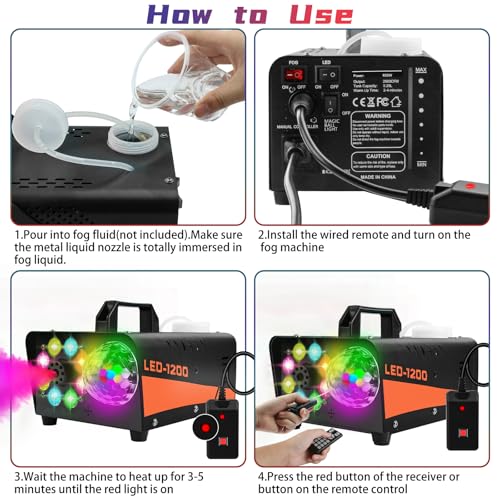 1200W Black Fog Machine with Wireless Remote Control E73769