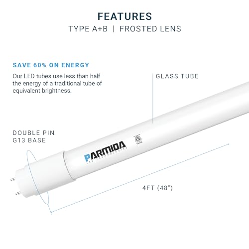 20-Pack 4FT LED T8 Light Tube, 24W, 3000lm, Frosted Cover, 4000K Y270940