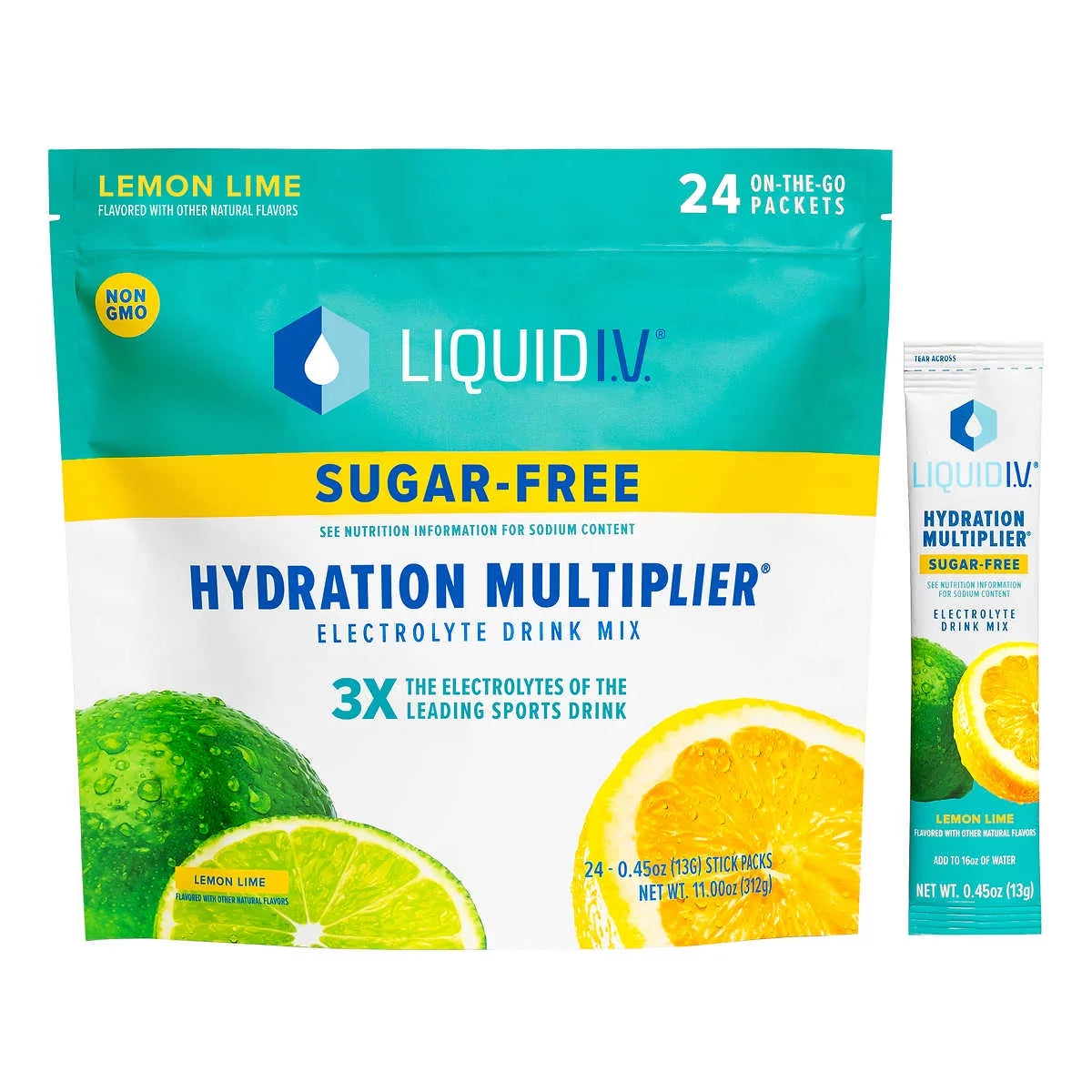 Sugar Free Lemon Lime Hydration Multiplier, 24 Stick Packs L639