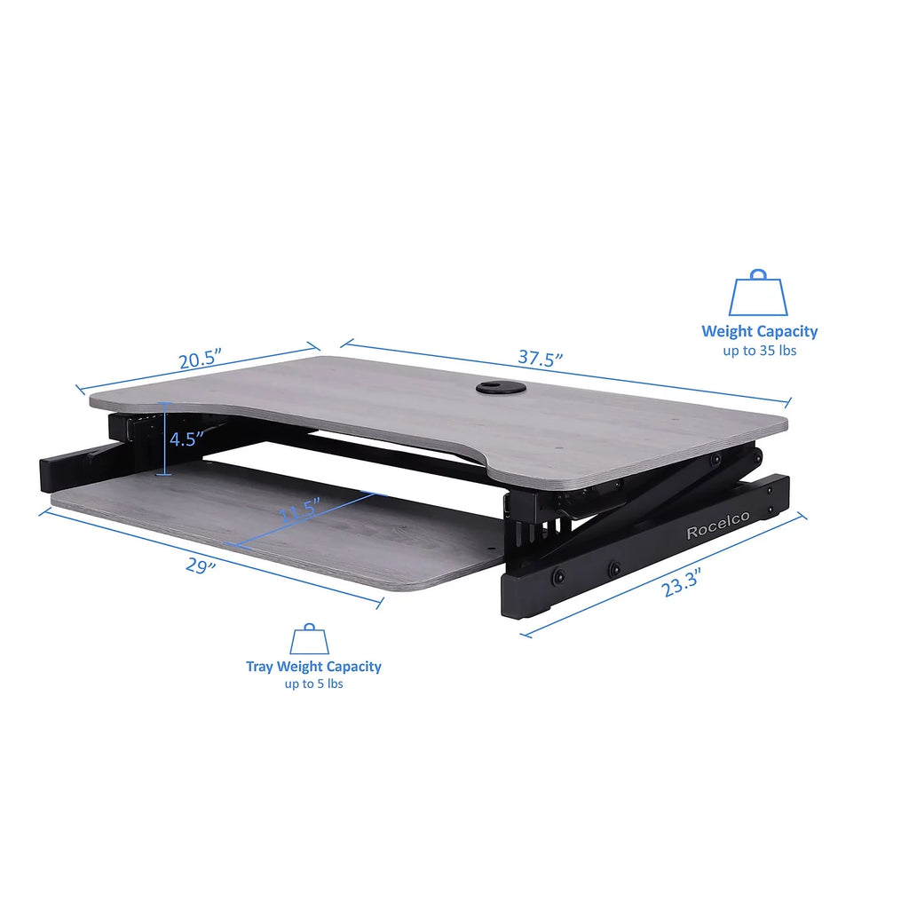 Gray Height Adjustable Standing Desk Converter V850