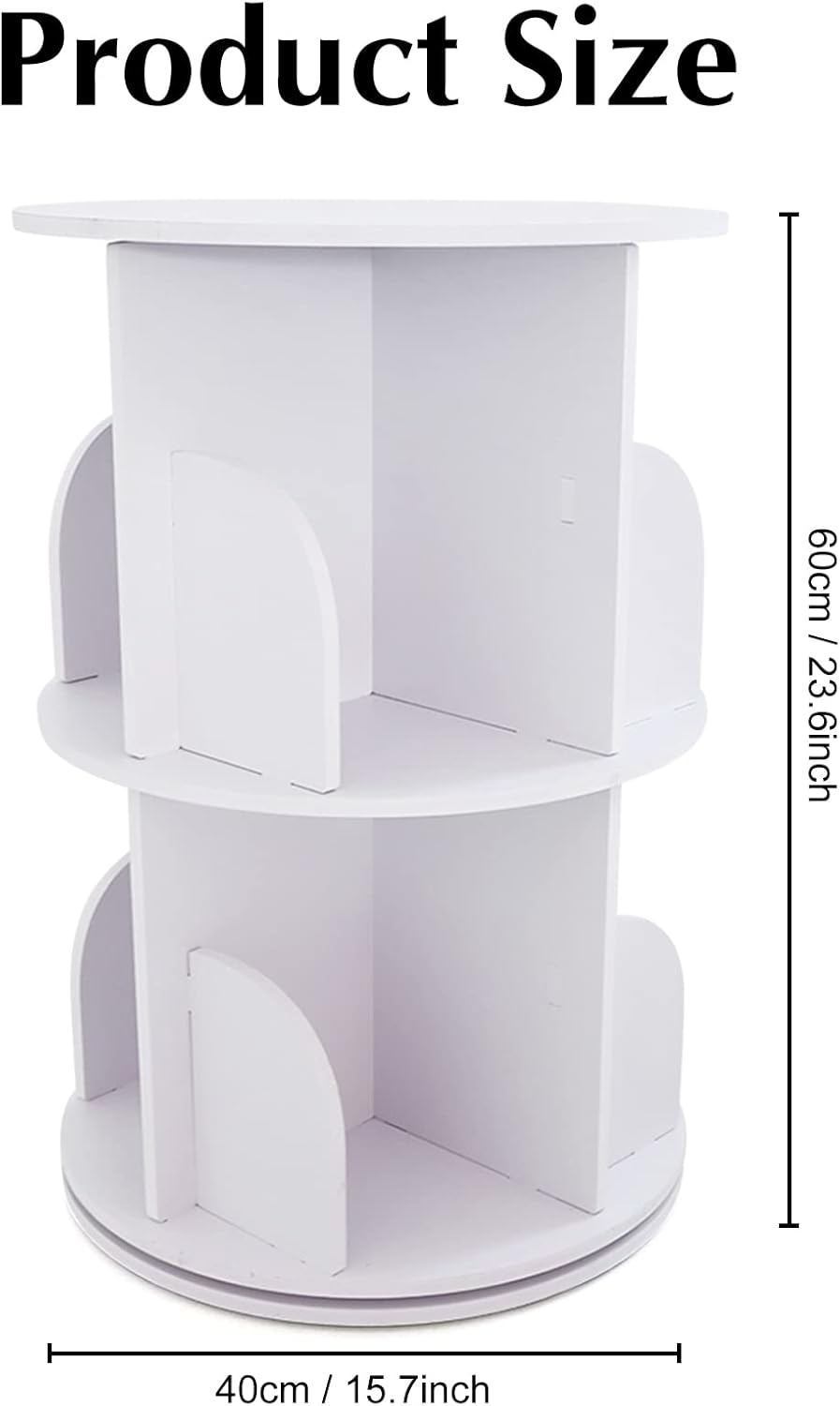 White 2 Tiers Rotating Bookshelf D17695
