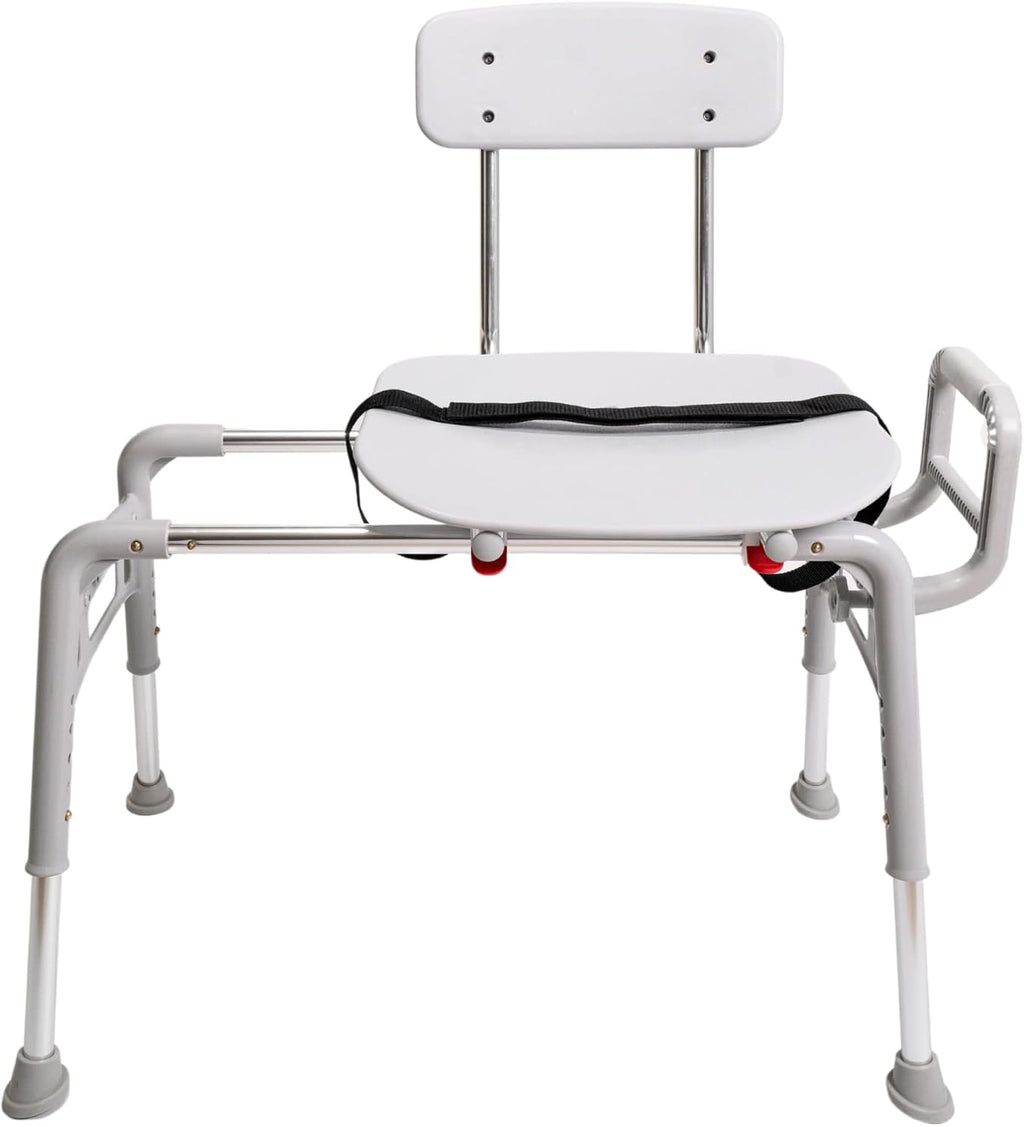 Sliding Transfer Bench & Tub Shower Chair with Interchangeable Arm Rest, Height Adjustable, High Weight Capacity up to 350 LBs U564813