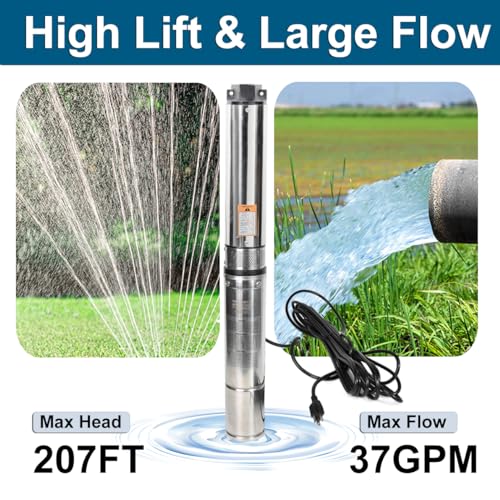 Stainless Steel 1 hp 115V 33 GPM 207' Head 4" Submersible Pump L10828