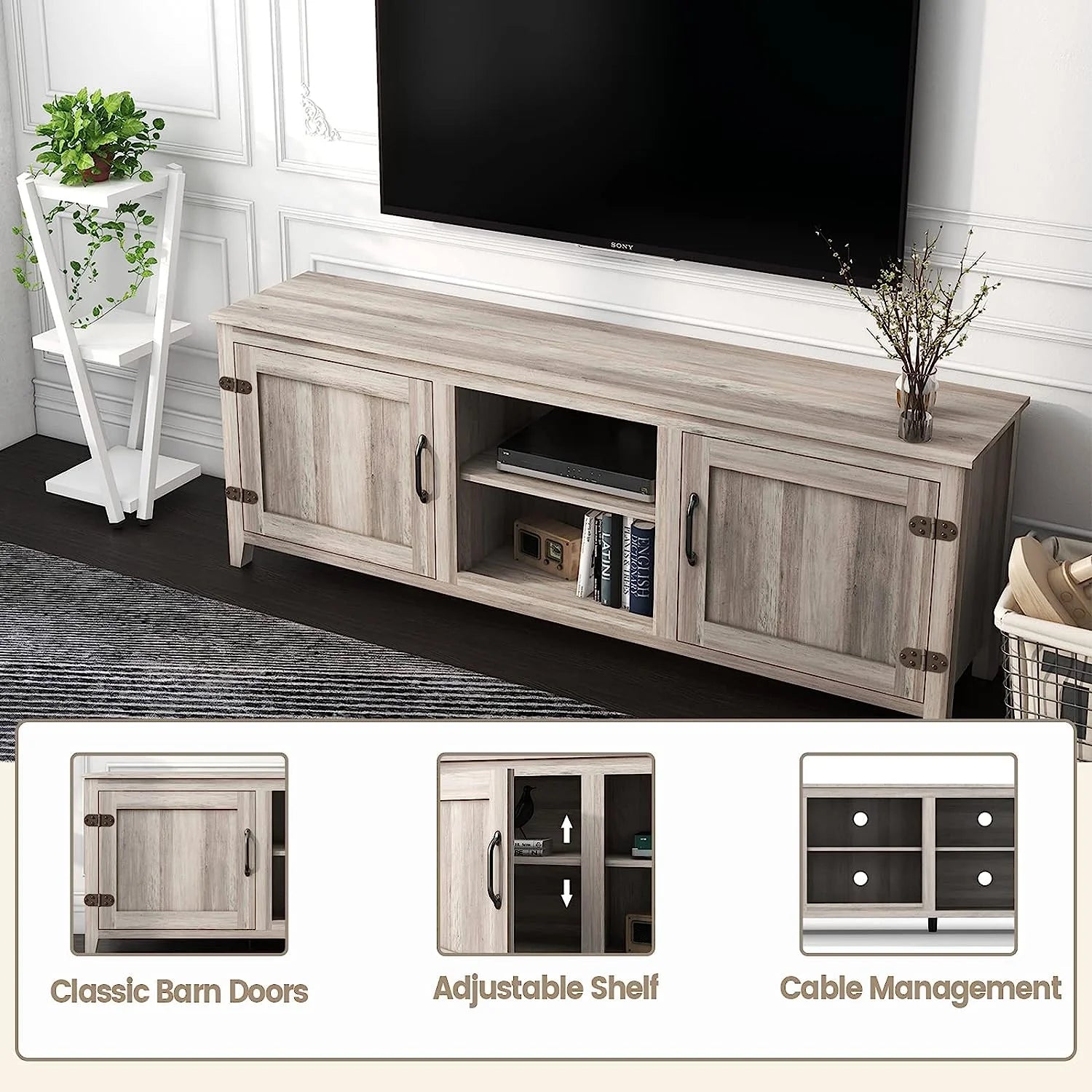 Large Television Stand with Barn Door and Storage Q862557