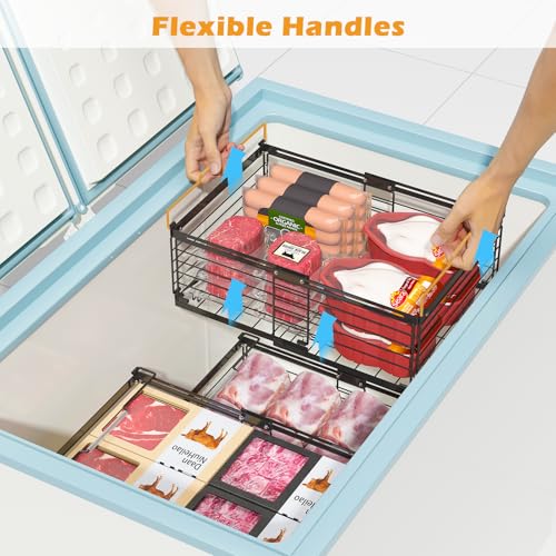 2 Pack Expandable Metal Freezer Organizer Bins with Handle E98535