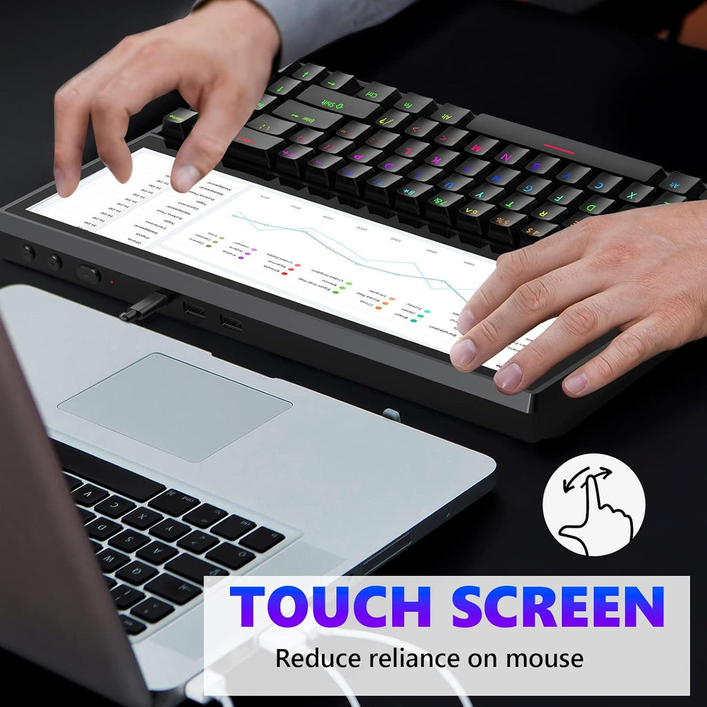 Mechanical Keyboard with Touchscreen, 71 Keys RGB LED Backlit, Black B818214