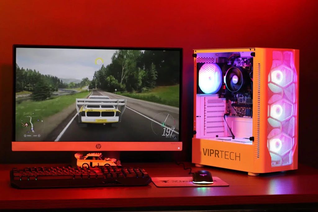 Whiteout Gaming PC Desktop Computer - AMD Ryzen 5 5600G, AMD Radeon RX Vega 7 Graphics, 16GB DDR4, 128GB M.2 SSD, 1TB HDD, WiFi, RGB Q522661