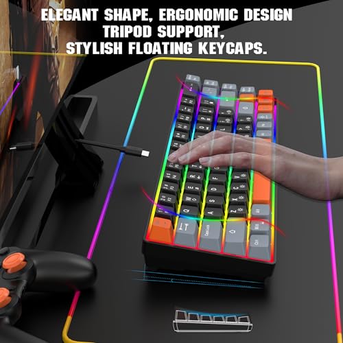 Compact RGB Backlit Gaming Keyboard (68 Keys, White&Grey&Orange) J400056