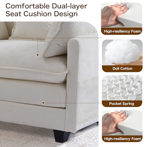 40" Chenille Lounge Chair with Ottoman (Beige, 1-Seat) Z869