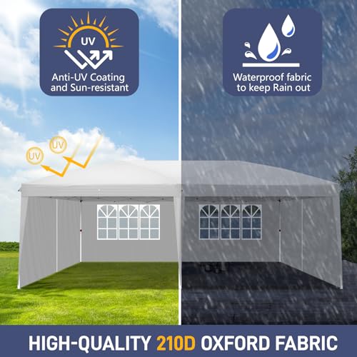 10x20ft Pop Up Canopy Tent with 6 SideWalls (Black) M35657