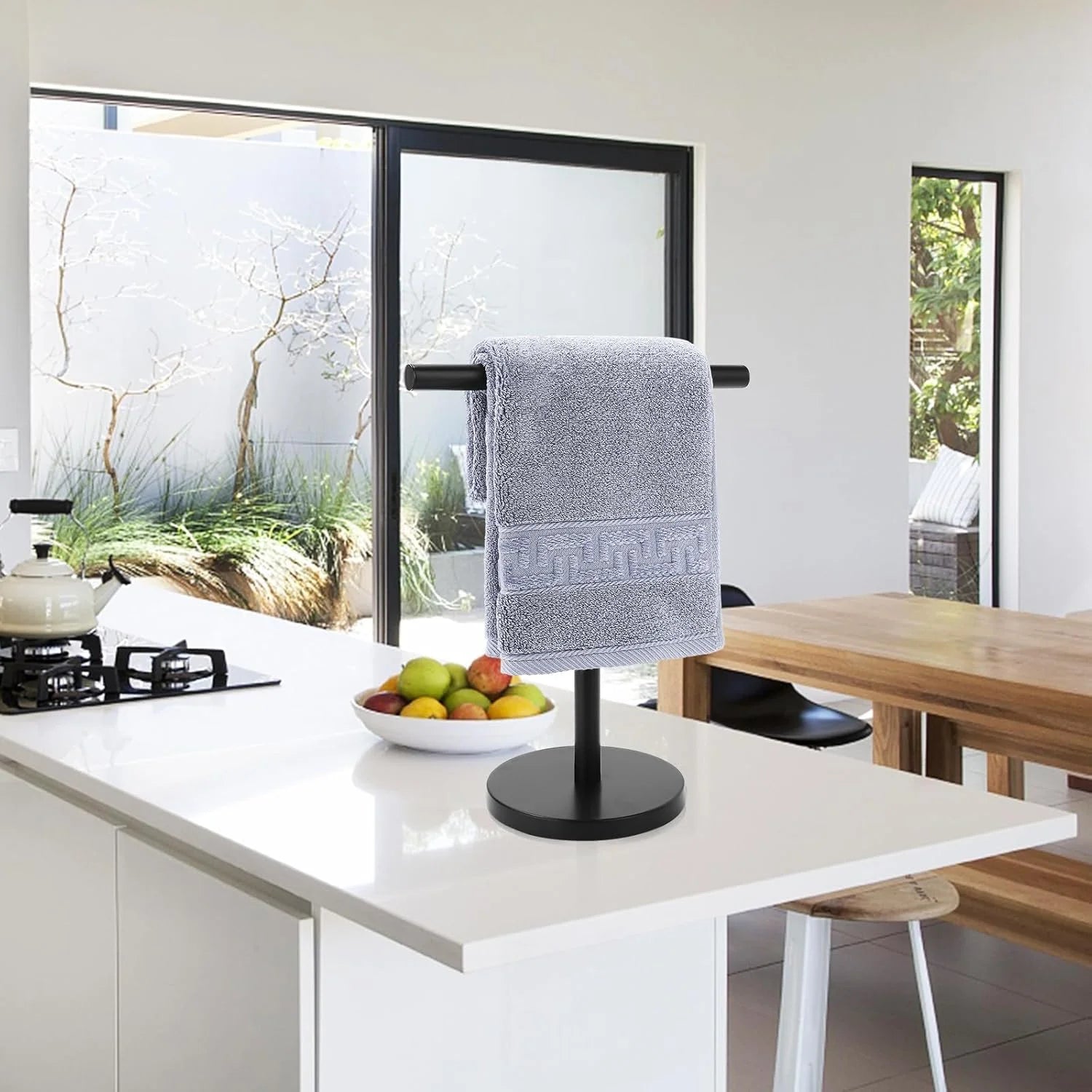 Matte Black Stainless Steel Hand Towel Holder Stand L62314