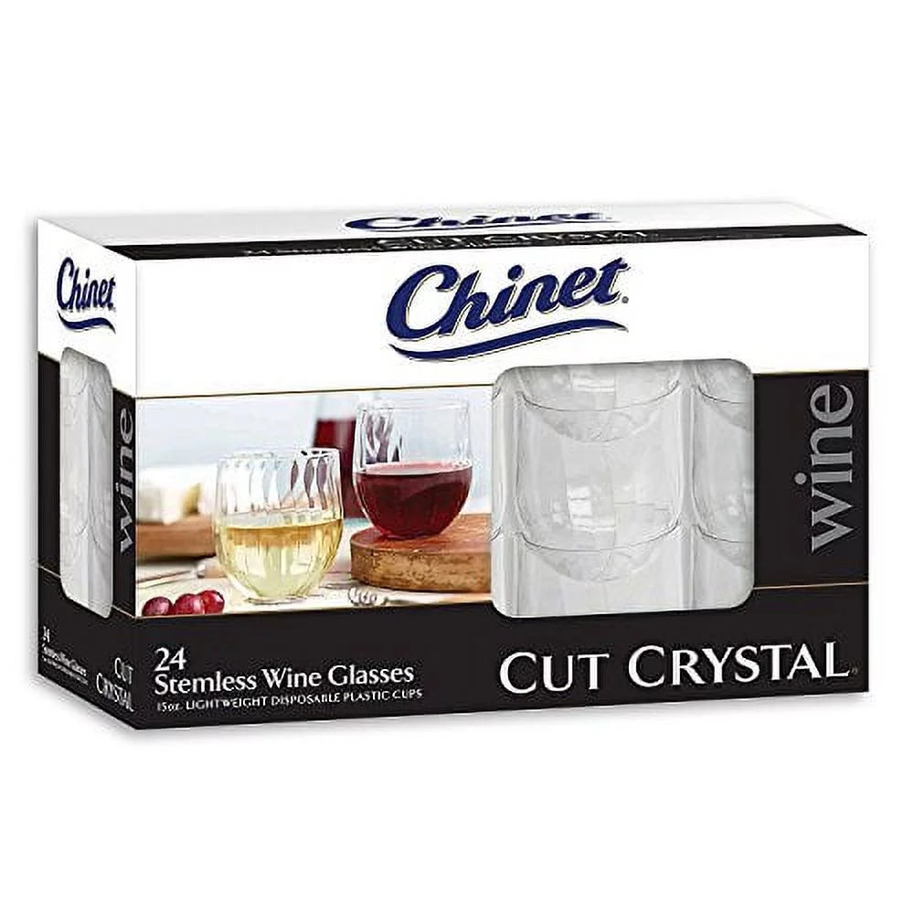 24 Count Stemless Plastic Wine Glasses Q47136