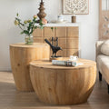 Round Wood Coffee Table Set of 2 with Storage W339089