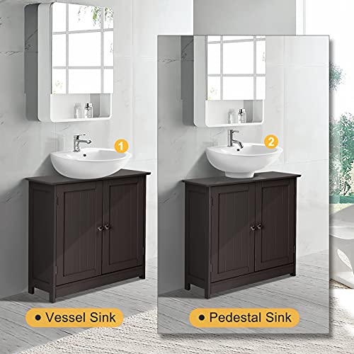 Pedestal Under Sink Storage Bathroom Vanity with 2 Doors Bathroom Cabinet 23 5/8" x 11 7/16" x 23 5/8" (Espresso) P479522